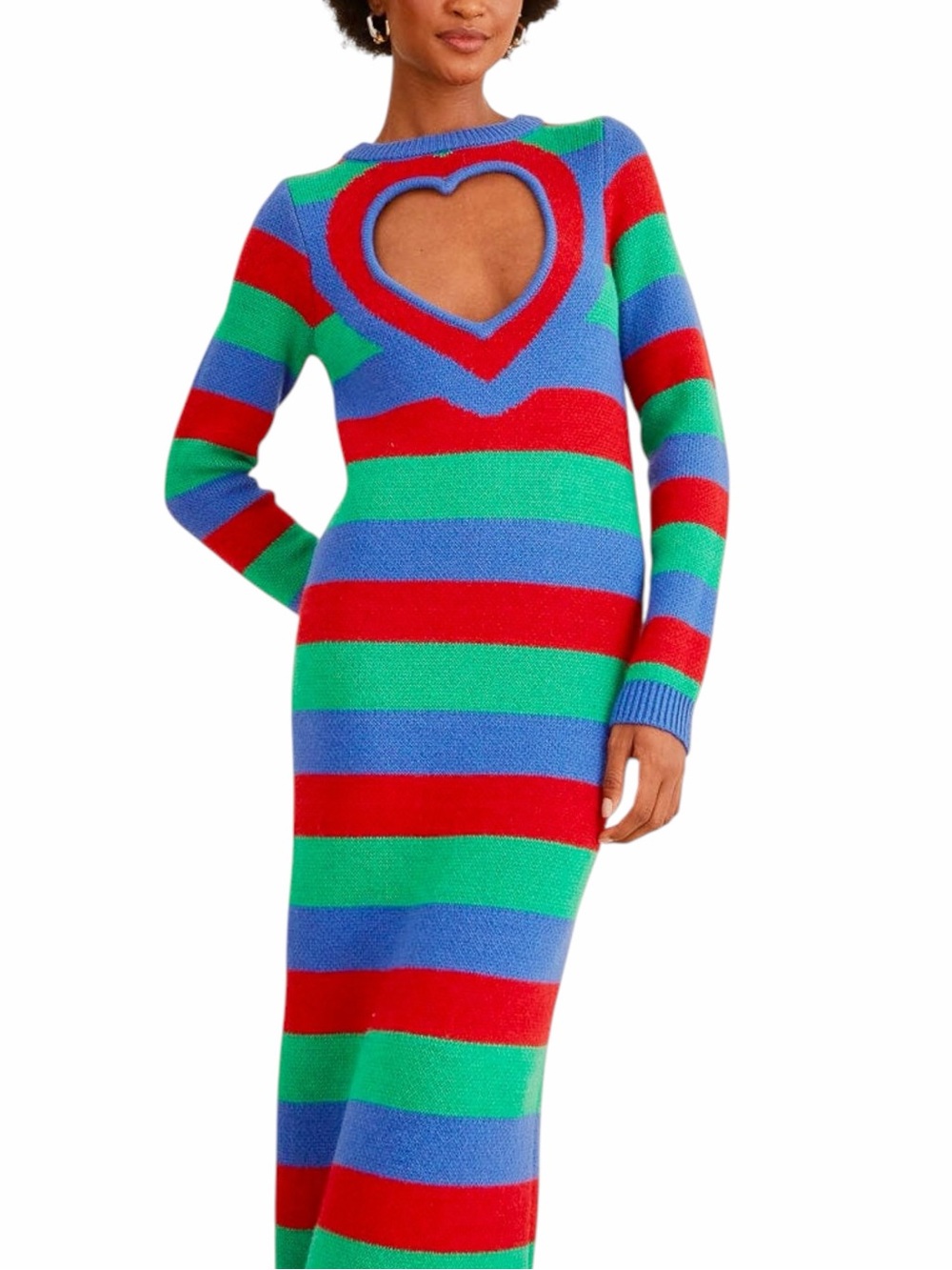 FARM RIO X ALIX stripped heart knit dress in Multi Size M